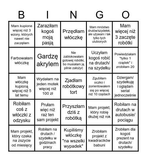 Robótki Ręczne Bingo Card