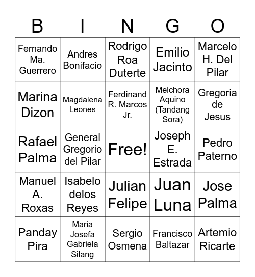 ARALING PANLIPUNAN BINGO Card