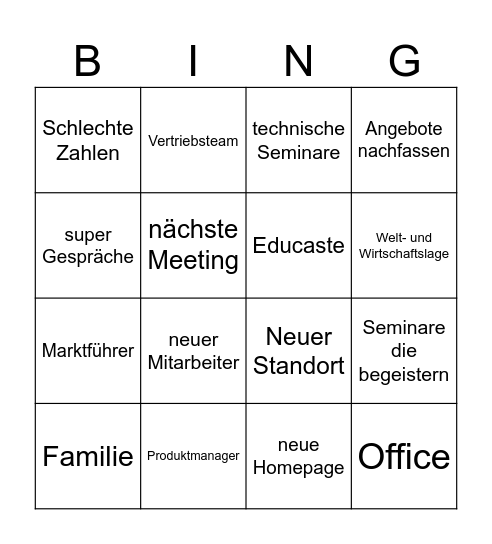 Meeting Bingo Card