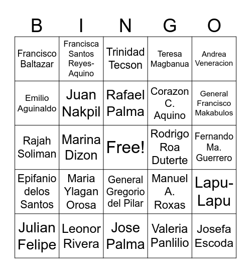 ARALING PANLIPUNAN BINGO Card
