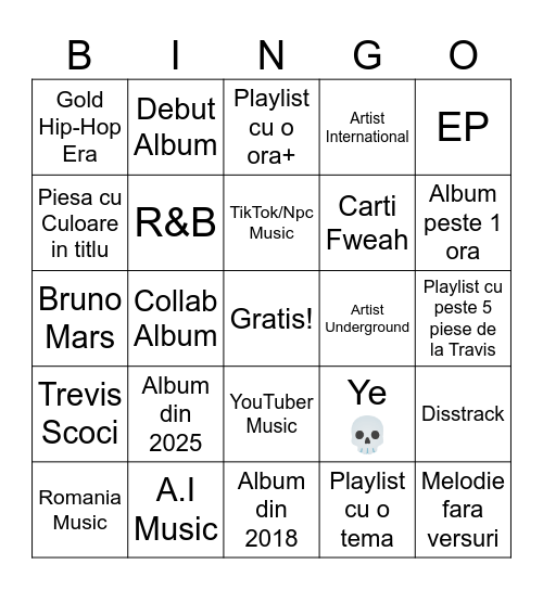 Spotify BINGO *EXTREME* Bingo Card