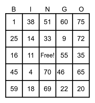 Agent Mharz 20089691 Bingo Card