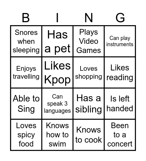 know your comittee Bingo Card