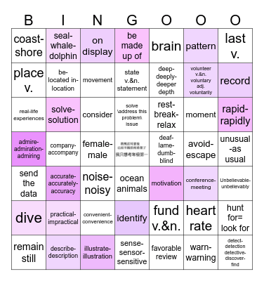 第18周周测阅读词汇整理（24届市统测）2 Bingo Card