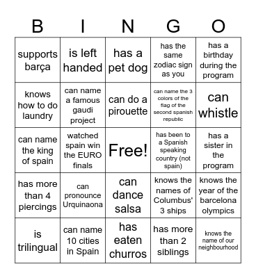 Find someone who Bingo Card