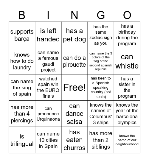 Find someone who Bingo Card