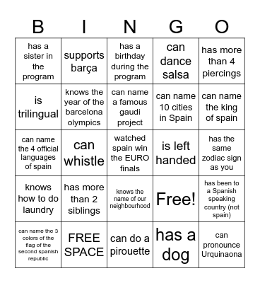 Find someone who Bingo Card