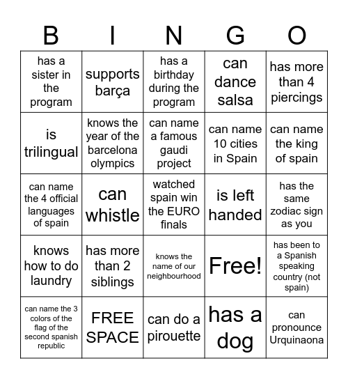 Find someone who Bingo Card