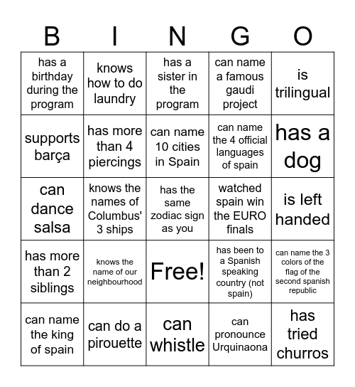 Find someone who Bingo Card