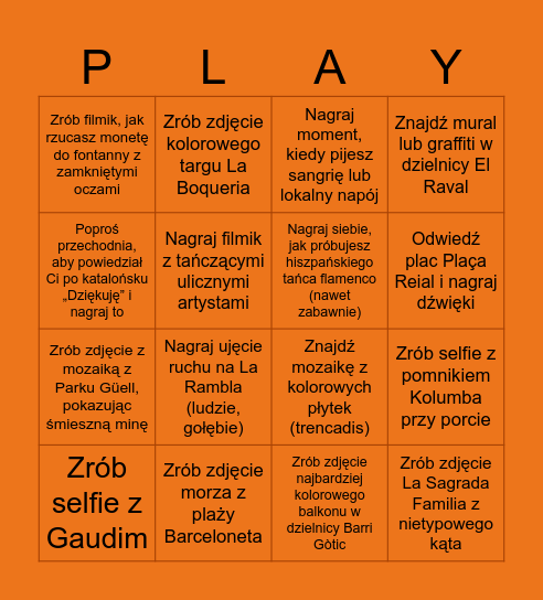 BARCELONA Bingo Card