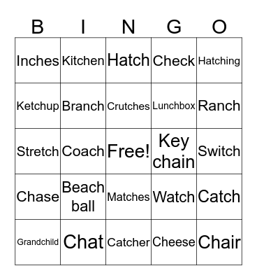 Multi Syllable /ch/ Bingo Card