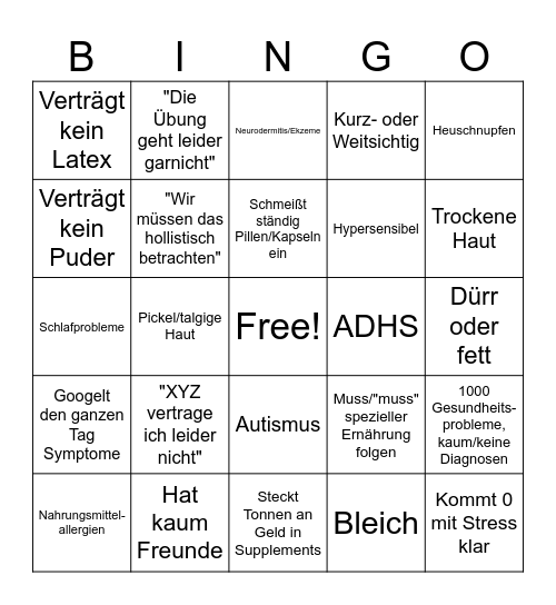"Special Snowflake" Bingo Card