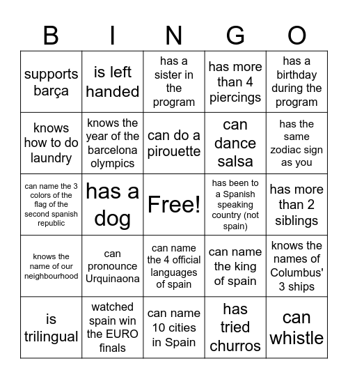 Find somone who Bingo Card
