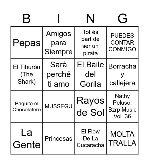Princess Anna Bingo Card
