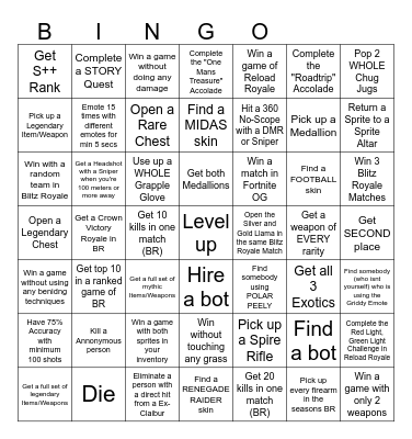 Fortnite Ch5 S3 Bingo/Lockout Bingo Card