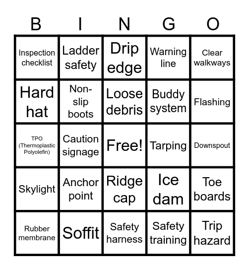 Safety Bingo Card