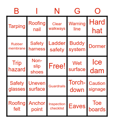 Safety Bingo Card