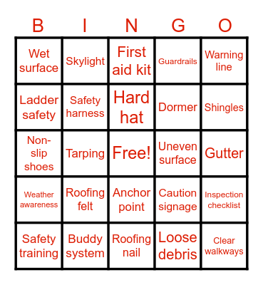 Safety Bingo Card