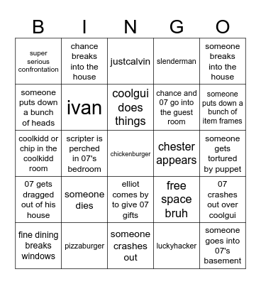 007n7's house bingo Card