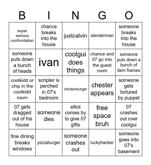 007n7's house bingo Card