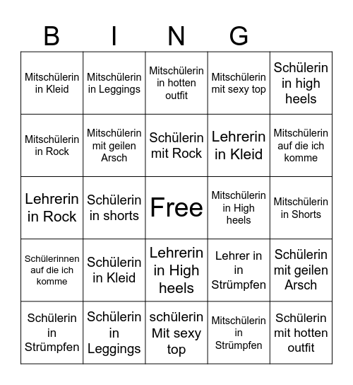 Schulgirl und Lehrerin bingo Card