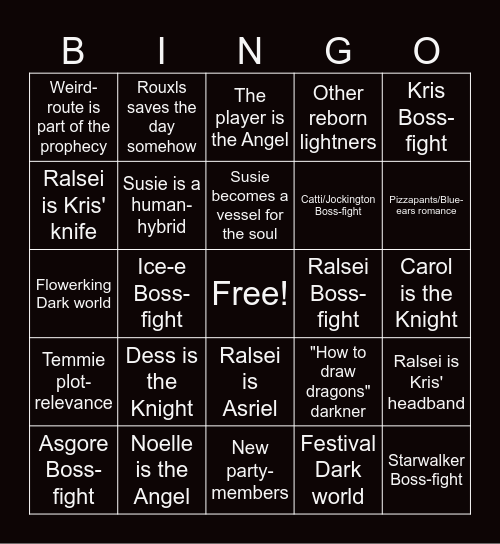Deltarune chapter 5-7 bingo Card