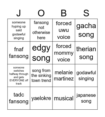 discord kareoke bing Bingo Card