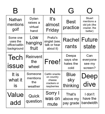 Customer Bingo Card