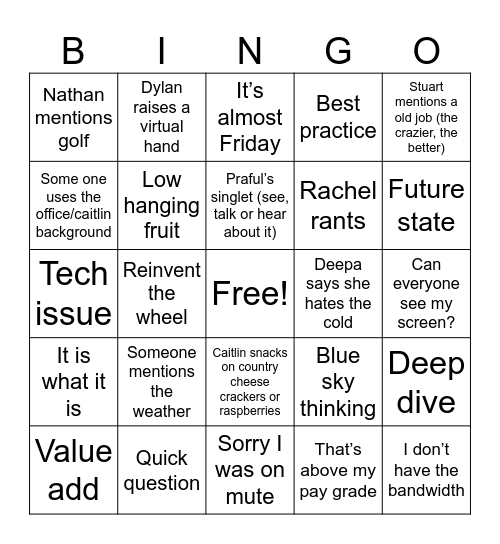 Customer Bingo Card