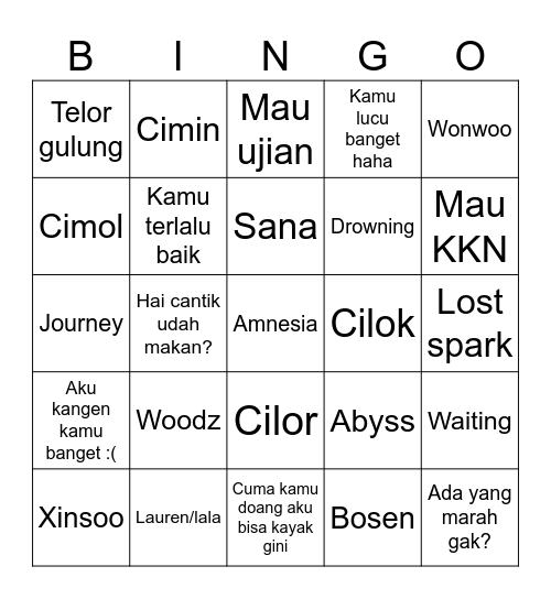 Lala Bingo Card