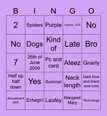 Birthday Bingo Card