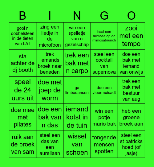 24 uurs Bingo Card