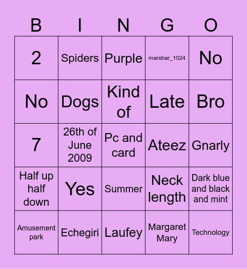 Birthday Bingo Card