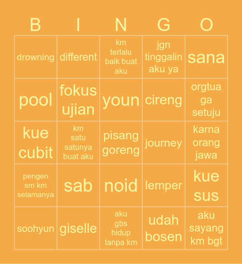 sabi ₍ᵔ.˛.ᵔ₎ Bingo Card