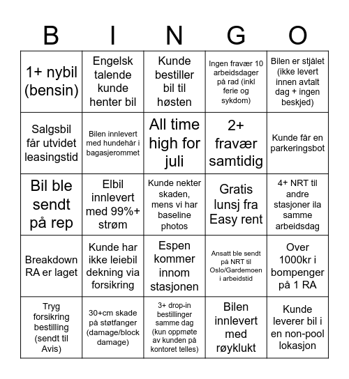 Easy rent bingo Card