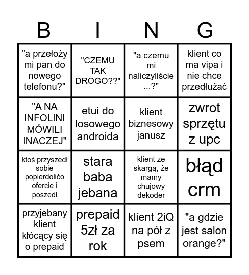 BINGO Card