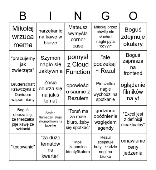Warsztaty FLP Bingo Card