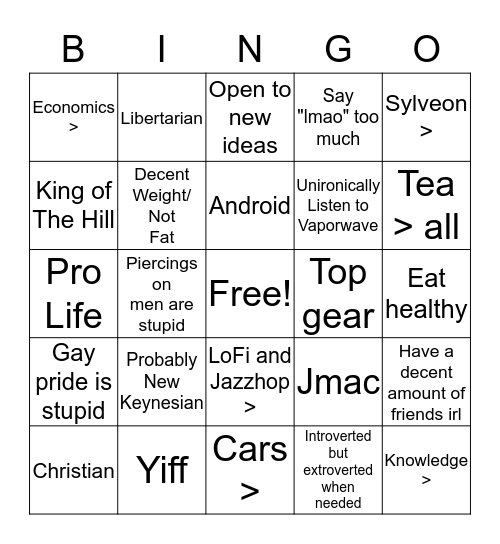 Adversities Bingo Card