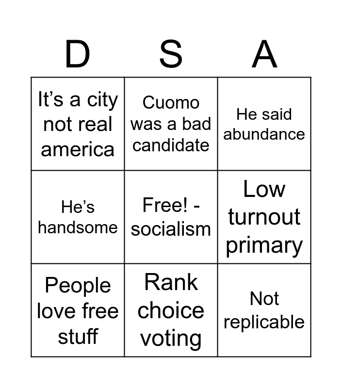 Cope Bingo Card