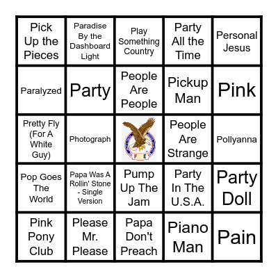 STARTS WITH P Bingo Card
