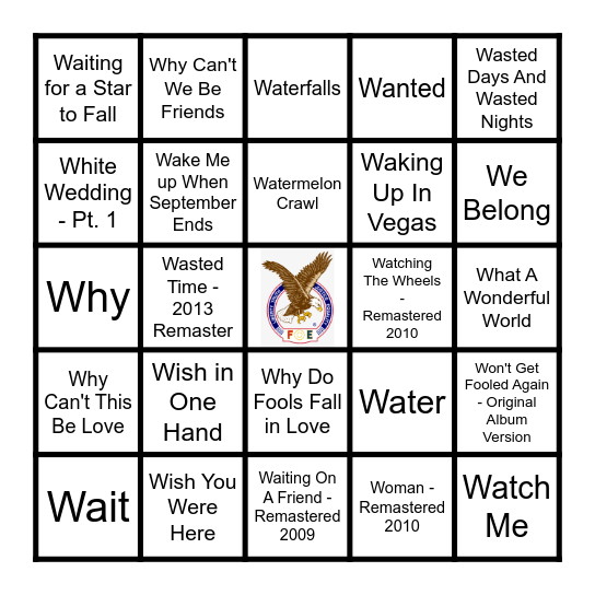 STARTS WITH "W" Bingo Card