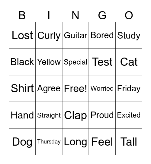 B3 Bingo! Bingo Card