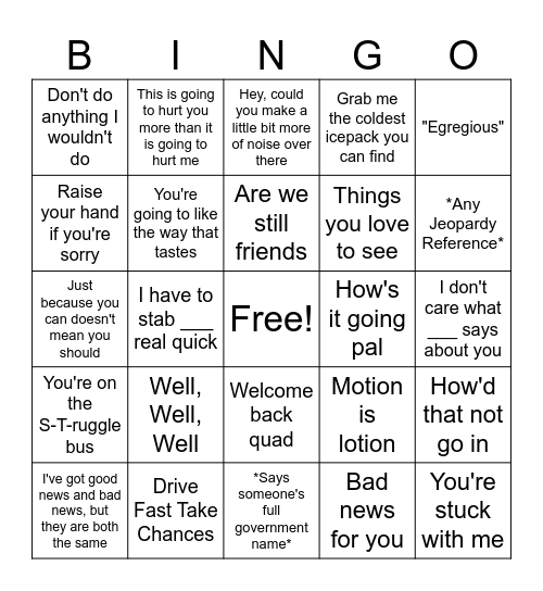 Nathan Bingo Card