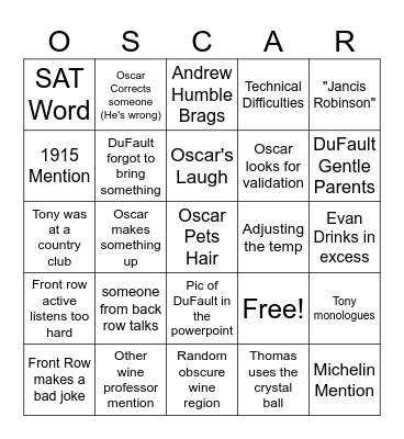 La Somm Bingo Card