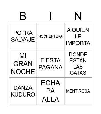 sight words Bingo Card