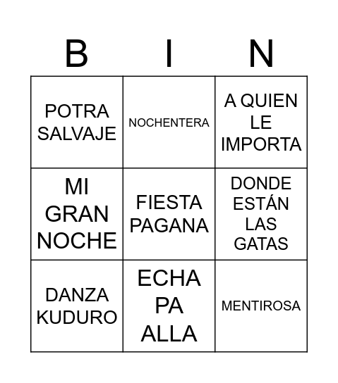 sight words Bingo Card