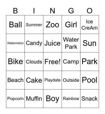 Summer Bingo Card