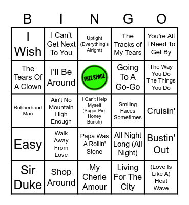 MOTOWN Bingo Card