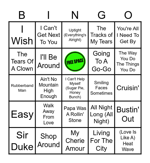 MOTOWN Bingo Card
