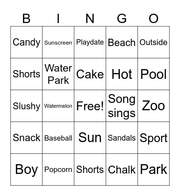 Summer Bingo Card